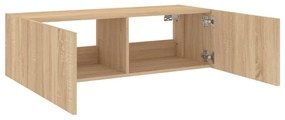 sonoma tölgy színű fali TV-szekrény LED-ekkel 100 x 35 x 31 cm