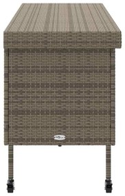 szürke polyrattan kerti tárolóláda kerekekkel 160x55x75 cm