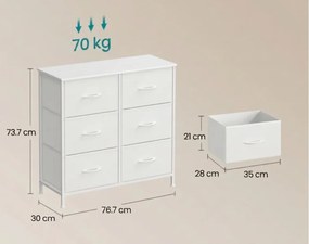 Komód textil fiókokkal VELMIO 77 x 74 cm, fehér
