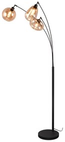 Fekete-narancssárga állólámpa üveg búrával (magasság 200 cm) Lumina – Trio