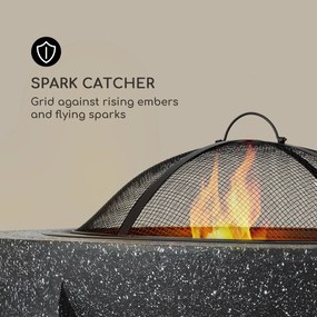 Troja, tűzrakóhely, grill, Ø 75 cm, szikrafogó, acél, műkő, MgO, tűzálló
