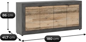 BLAGO komód 180 cm natúr tölgy/fekete