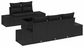 vidaXL Kerti Kanapé Szett párnával Fekete polirattan