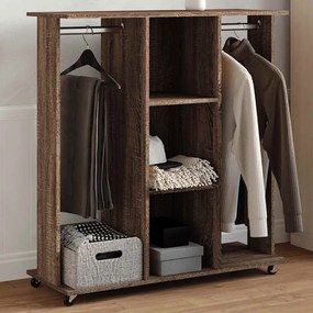 barna tölgy szerelt fa ruhásszekrény kerékkel 102 x 38 x 110 cm
