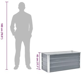szürke horganyzott acél kerti magaságyás 100 x 40 x 45 cm