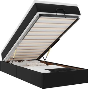 vidaXL Ottomán ágykeret matraccal fekete 80x200cm műbőrrel