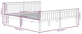 sötétbarna tömör fenyőfa ágykeret 200 x 200 cm