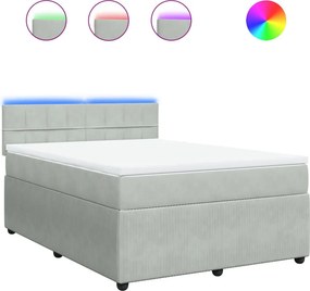 vidaXL világosszürke bársony rugós ágy matraccal 160x200 cm
