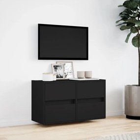 fekete fali TV-szekrény LED-világítással 80x31x45 cm