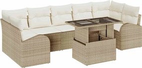 vidaXL Kerti Kanapé Szett párnával 8 pcs Bézs Poli rattan