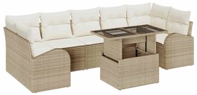 vidaXL Kerti Kanapé Szett párnával 8 pcs Bézs Poli rattan