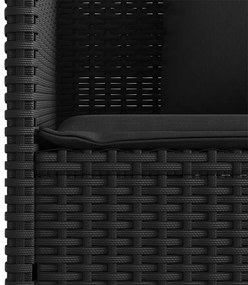 fekete polyrattan kerti pad párnával