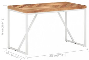 tömör akác és mangófa étkezőasztal 120 x 60 x 76 cm