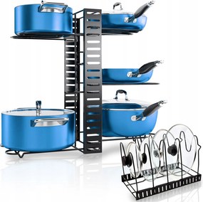 Serpenyőtartó Állvány Edények 5 Polc Fedő Fém Konyhai Rendszerező