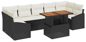 vidaXL Kert étkező szett párnával 8 pcs Fekete és Krém