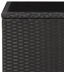 3 részes fekete polyrattan kerti étkezőgarnitúra párnákkal