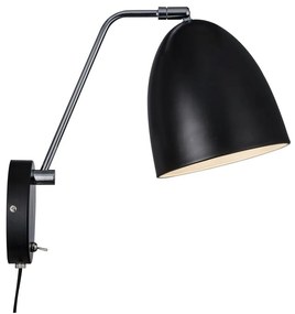 NORDLUX Alexander fali lámpa, fekete, E27, max. 15W, 16cm átmérő, 48621003