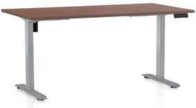 Állítható magasságú asztal OfficeTech B, 160 x 80 cm, szürke alap, dió