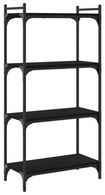 4 szintes fekete szerelt fa könyvespolc 60 x 30 x 120 cm
