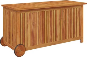 Tömör Akácfa Kerti Tárolóláda Kerekekkel 113 X 50 X 58 Cm