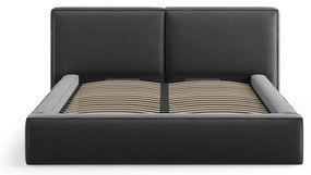 Sötétszürke bársony kárpitozott ágyneműtartós franciaágy ágyráccsal 180x200 cm Arendal – Cosmopolitan Design