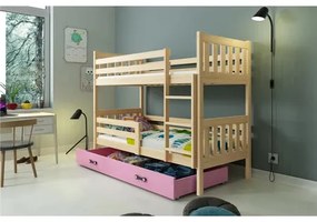 Gyermek emeletes ágy Carino tárolóhellyel, mérete 80x190 cm. Rózsaszín