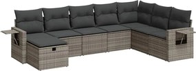 vidaXL 8 részes szürke polyrattan kerti ülőgarnitúra párnákkal