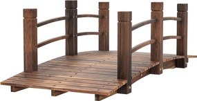Outsunny Kerti Híd Fás Híd Rámpával Tóhoz 181 kg Teherbírású Dekoratív Híd Teraszra 152,5x67x48 cm Égetett Fa | Aosom