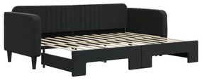 fekete kihúzható bársony heverő 80 x 200 cm