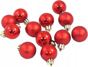 Törhetetlen karácsonyfadísz piros 3 cm 12 db