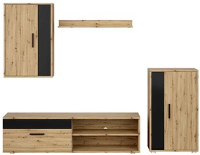 Benson 4 részes nappali szett kézműves tölgy, fekete