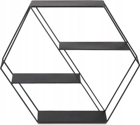 Fali polc Fém 4 szintes Mdf 58 x 51 x 11 cm Nappali Konyha Fekete