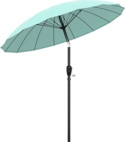 Outsunny 2 m kerek kültéri napernyő — dönthető középoszlop, hajtókaros, 16 üvegszálas borda, 180 g/m² poliészter, UPF30+, türkiz | Aosom