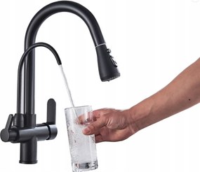 Konyhai Csaptelep Háromutas Csaptelep Fekete Szűrő