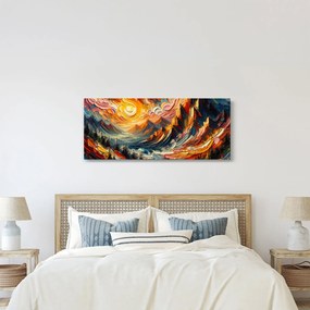 Kép - Hegyek, melyeket napfény ölel (120x50 cm)