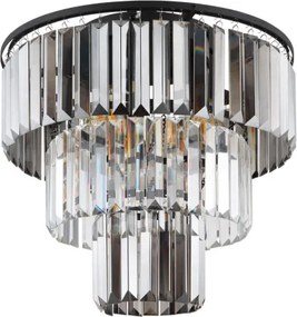 Globo 15695D Mennyezeti lámpa könnyű fém fekete matt, füstszínű üvegkristályok, átlátszó, ø: 400mm, M: 330mm, 3x E27 40W 230V izzók nélkül