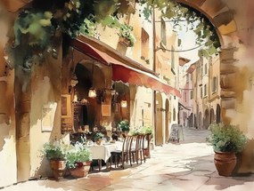 Vászonkép Canvas Város Utca Étterem Kávézó Trattoria 100x75