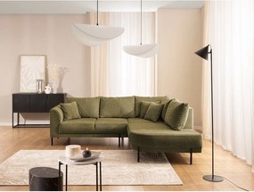 Zöld zsenília sarokkanapé (jobb oldali-L alakú) Mauris – Ropez
