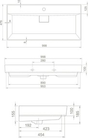 CeraStyle SHARP - MATT BÉZS - porcelán mosdókagyló - 1 csaplyukas - 100 x 48 cm