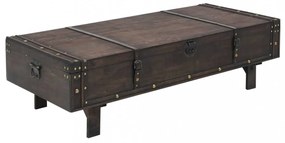 vintage stílusú furnérlemez fa dohányzóasztal 120 x 55 x 35 cm