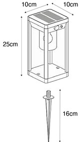 Kültéri állólámpa sötétszürke 25 cm, fényerő-szabályozóval és mozgásérzékelővel napelemes - Sonne
