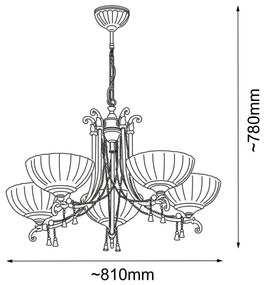 Amplex 8315 - Csillár láncon GRANADA 5xE27/10W/230V