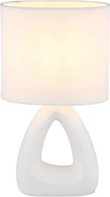 Globo 21731W Asztali lámpa, kerámia fehér, textil fehér, kábel PVC fehér, billenőkapcsoló a kábelen, HxSzxM: 170x100x300mm, kábel hossza 1300mm, 1x E14 40W 230V izzó nélkül