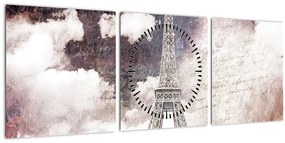 Kép - Eiffel-torony, Párizs, Franciaország (órával) (90x30 cm)