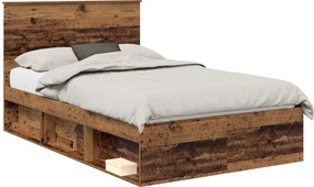 vidaXL Ágykeret fejtámlával Öreg fa 120 x 200 cm Tömör fenyőfa