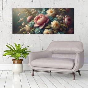 Kép - Természet csendélet virágokkal - festmény (120x50 cm)