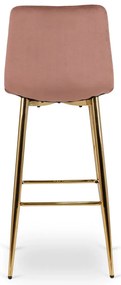 Rózsaszín Bársony Bárszék Aranyszínű Lábbal. ARIEL