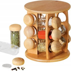 Konyhai Állvány tárolókkal fa forgó fűszertartók