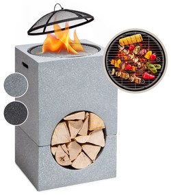 Blumfeldt Monolith, tűzrakóhely grillel, MGO és acél fedél, szikrafogó