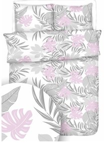 Krepp lapok Tropic rózsaszín TiaHome - 1x Párna 90x70cm, 1x Paplan 140x200cm